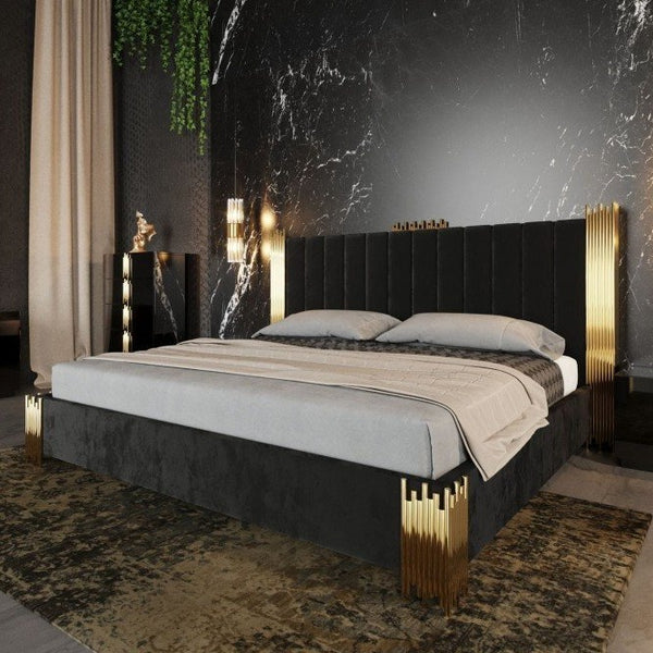 Bedroom Set - Modrest Token Modern Black & Gold Bedroom Set