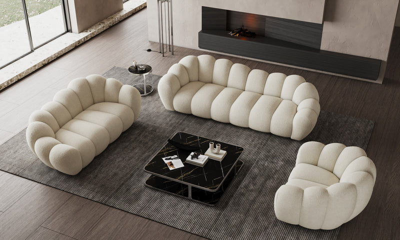 Puffy Bubble White Sofa Set