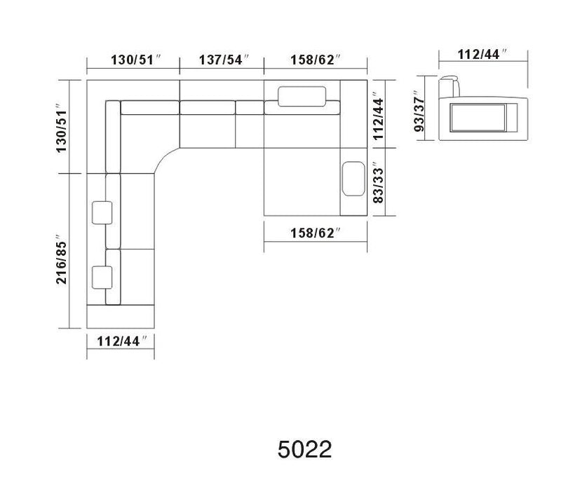V5022 Sectional - Voguish Furniture
