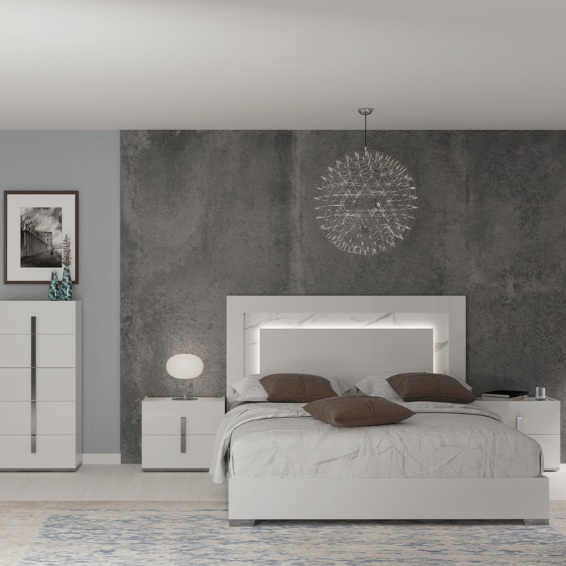 Carrara White Bedroom w/Led Light