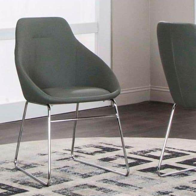 NOBEL Charcoal Polyurethane/Chrome Side Chair - Voguish Furniture