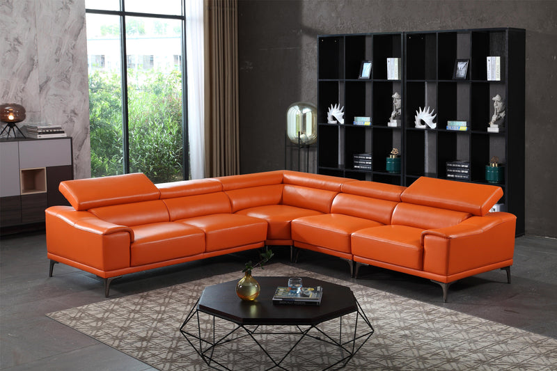 S-1843 Full Grain Italian Leather Sectional - Voguish Furniture