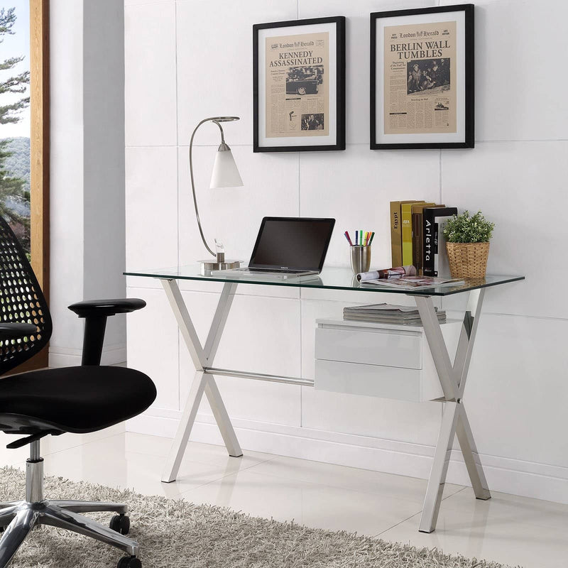 Stasis Glass Top Office Desk - Voguish Furniture