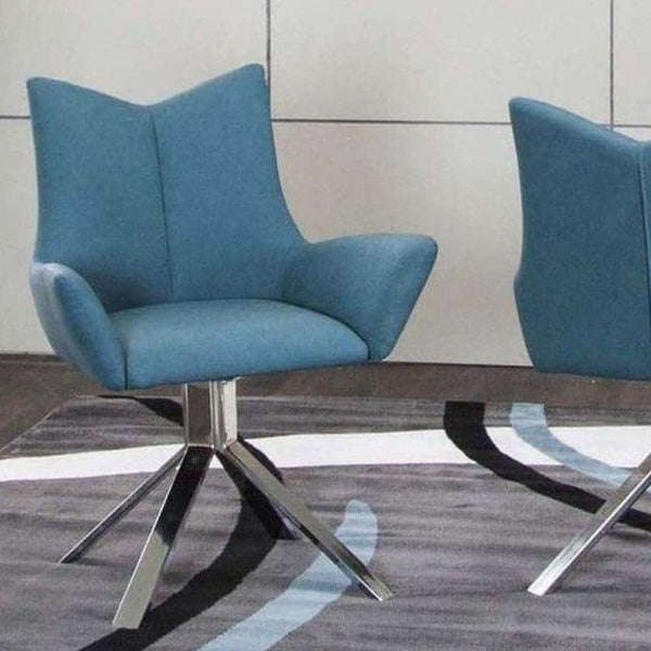 Turquoise Polyurethane/Chrome Swivel Arm Chair - Voguish Furniture